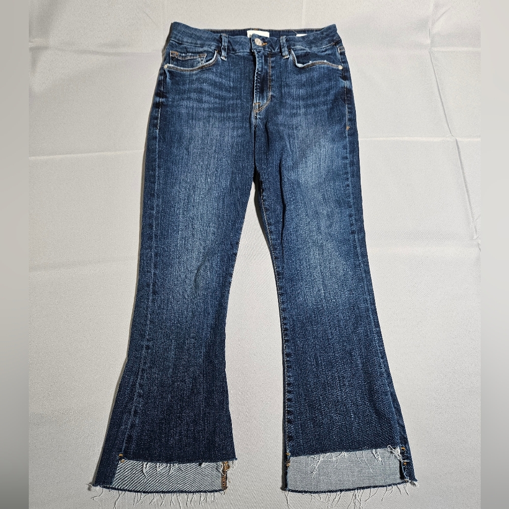 Frame Le Crop Mini Boot Cut Mid Rise Medium Wash Stretch Jeans Size 30/8